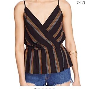 Free People Psychadelic faux wrap Peplum Tank